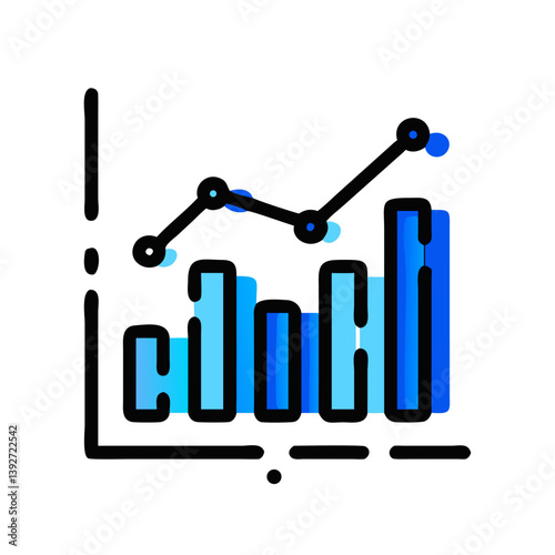 Health tech data graph icon featuring blue design for visualizing health metrics