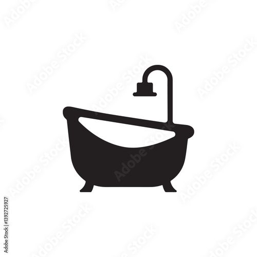 Retro bath silhouette in vector art style on a white background