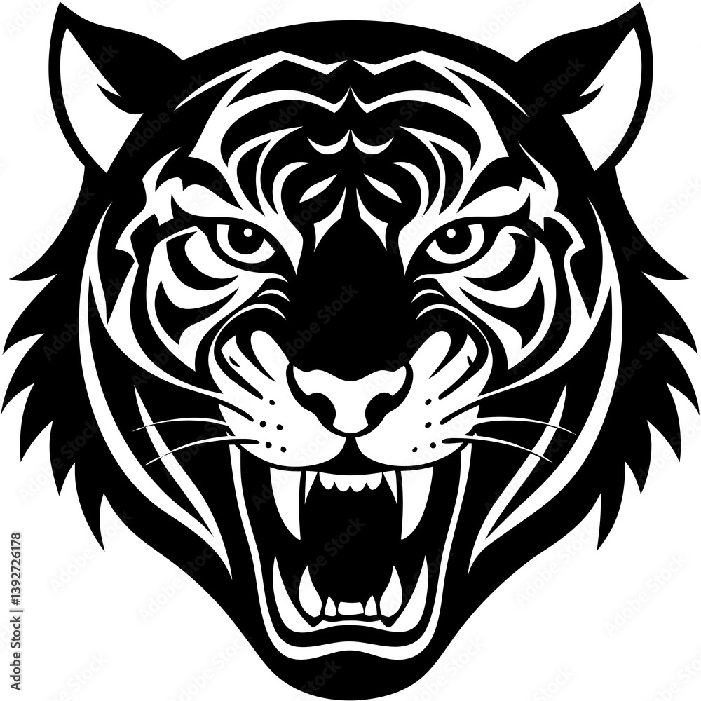 Fototapeta premium silhouette tiger face