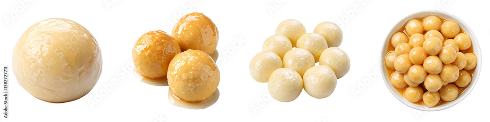 Syrupy soft cheese balls isolated on a transparent background. Syrupy soft cheese balls isolated on a transparent background.