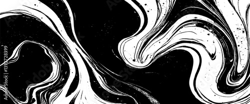 Vector style black and white realistic liquid marble brush grunge	