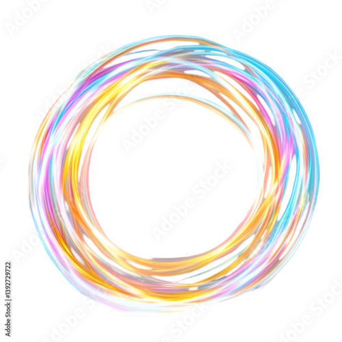 "Set of Design Elements | Golden Ring and Abstract Glow Wavy Stripes with Glittering Swirls .








