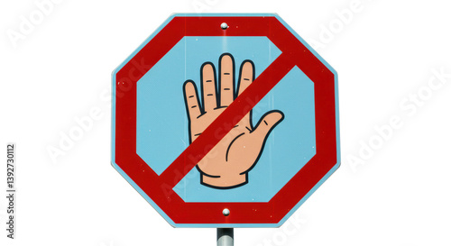 Isolated No Entry Sign with Hand Symbol