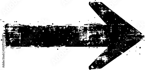 Grunge style black arrow, isolated on a white background. Useful for directional cues, design elements, and indicating growth or movement up.