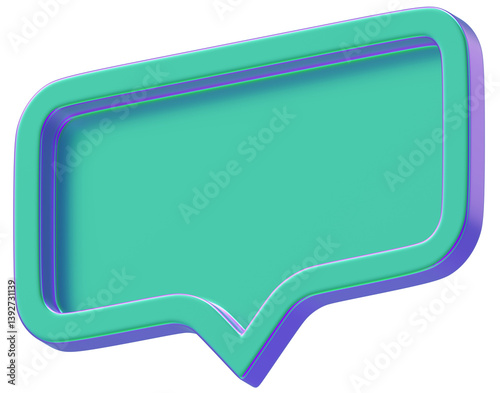 3d shape rectangle chat social media notification colorful empty rectangle icon isolated transparent background 3D rendering