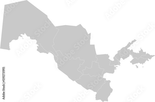 Uzbekistan administrative vector map with level 1 region boundaries – PPT-compatible & fully editable by region