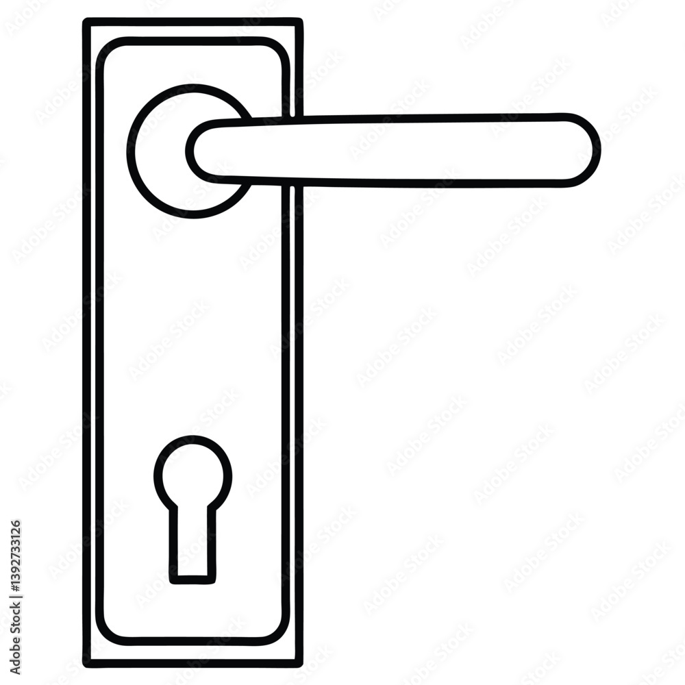 Door handle lock on white background