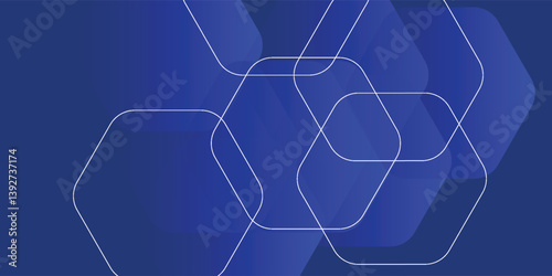 Modern abstract blue background with glowing geometric lines. Blue gradient hexagon shape design. Futuristic technology concept vector eps10