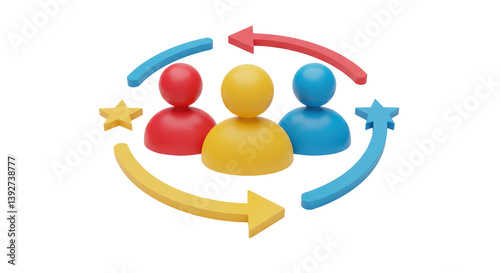 Isolated Teamwork Arrows and Star Icons