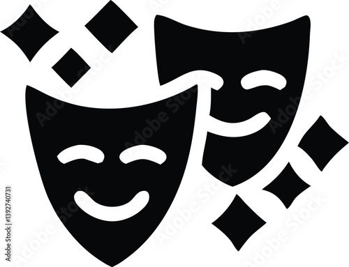 Vintage Drama Masks – Acting & Theatre Emblem

