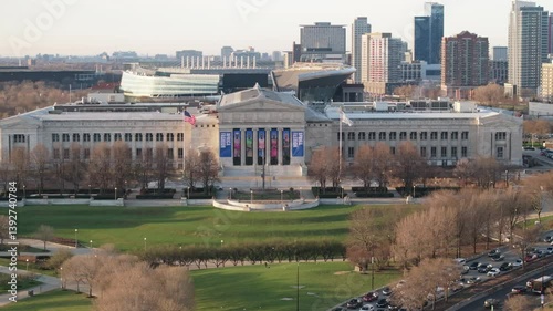 Aerial view of the Field Museum in Chicago.