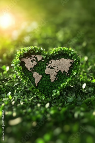 Obraz na płótnie Planet earth with lush green plants. Earth day theme. w salonie