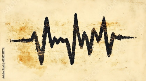 Abstract Heartbeat: A Vintage-Style EKG Waveform Illustration