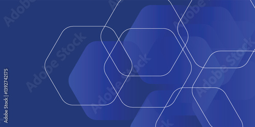 Modern abstract blue background with glowing geometric lines. Blue gradient hexagon shape design. Futuristic technology concept vector eps10