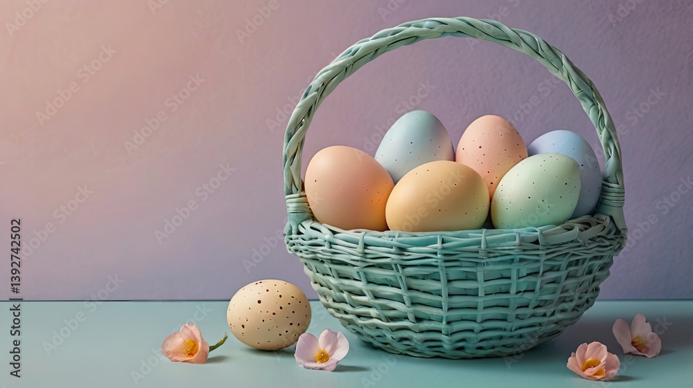 Unusual and vibrant Easter egg basket in macro photography, featuring bright colors, textures, and a festive atmosphere. Perfect as a background or decorative base.