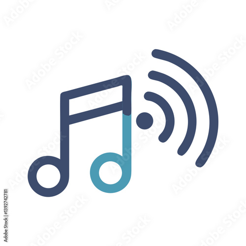 Music Note Streaming Audio Signal Icon Design