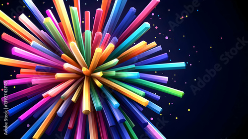 of neon colors in scattered strokes, with overlapping geometric and freeform elements, creating a lively, energetic atmosphere