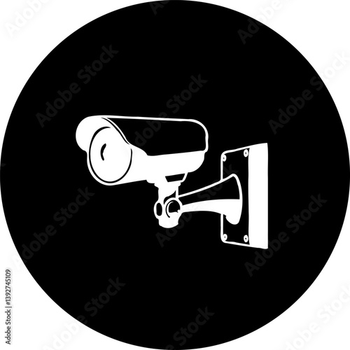 Surveillance system depicting vigilance and security within a minimalist design