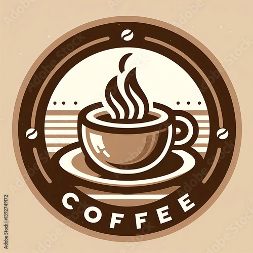 Vintage Coffee Cup Logo with Smoke