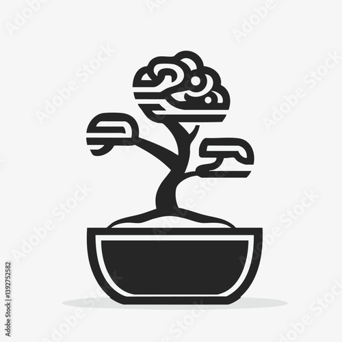 Bonsai - Vector icon, isolated on white background  -  