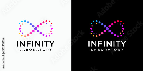 Vector logo design of the infinite DNA symbol with a modern, simple, clean and abstract style. Icon for business, research, science and personal branding.