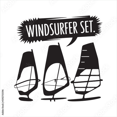 Windsurfer black silhouette
