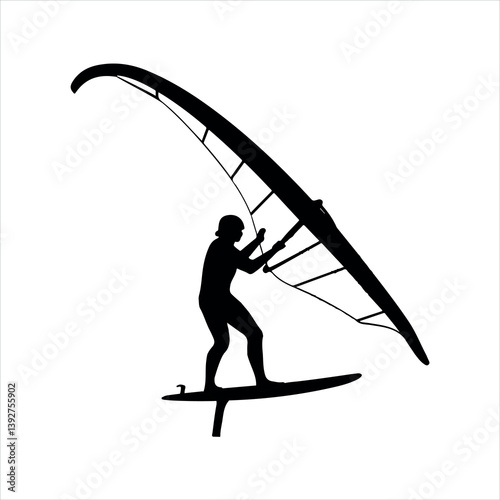 Windsurfer black silhouette
