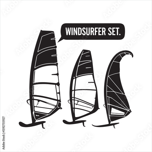 Windsurfer black silhouette
