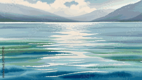 Lakeside veil lake isolated watercolor vector illustration svg 