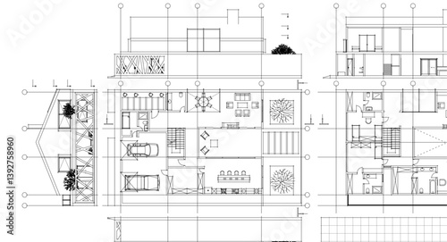 house draft floor plans facades sections
