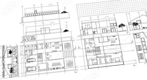 house draft floor plans facades sections