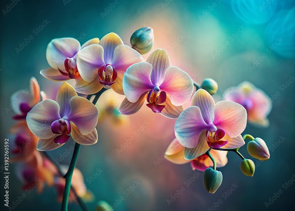 Miniature Phalaenopsis Orchids in Vibrant Bloom: Tilt-Shift Photography
