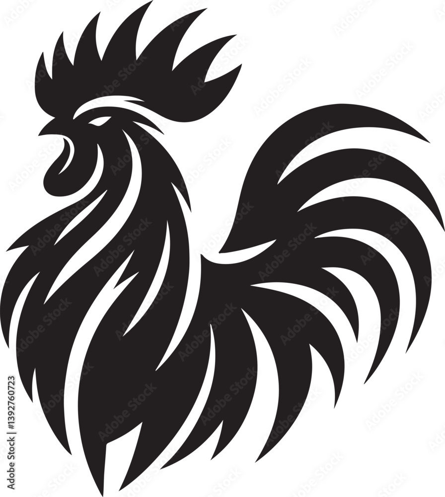 Obraz premium Rooster Jagged Spikes Logo Vector