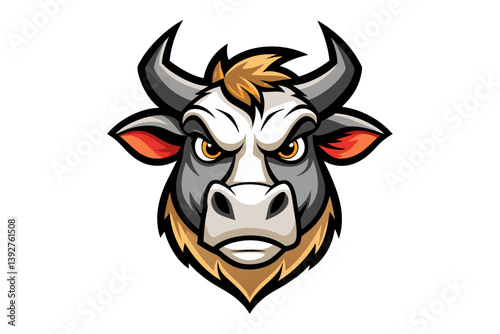 Angry cow  head logo vector illustration template