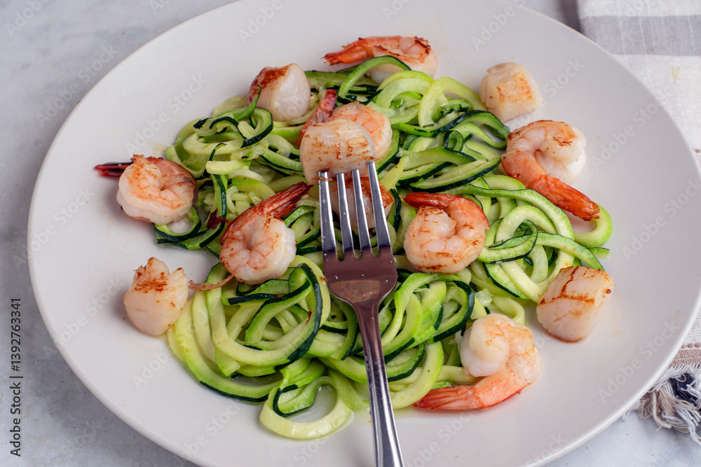 zucchini noodles with scallops and shrimp zucchini noodles with scallops and shrimp