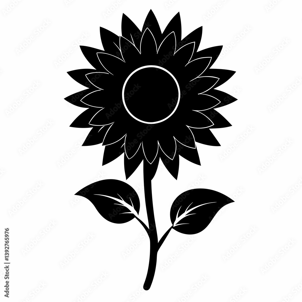Fototapeta premium Sunflower Shine black silhouette vector