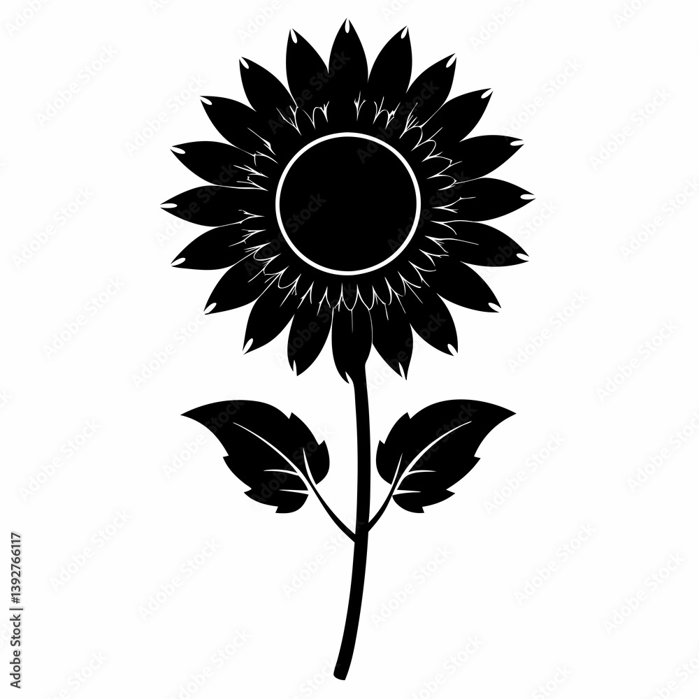 Fototapeta premium Sunflower Shine black silhouette vector