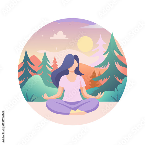 Morning Yoga in Nature – Peaceful Lifestyle Illustration