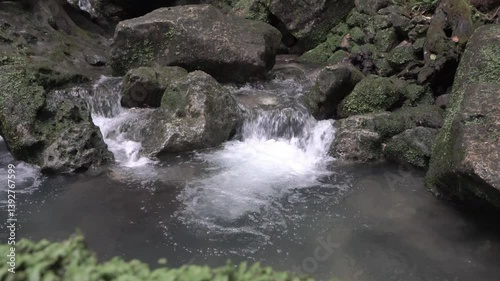 beautiful waterfall in one of the most popular tourist destinations in the city of Yogyakarta 