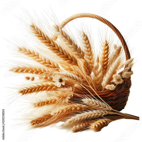 Ripe ears of wheat isolated on white background
