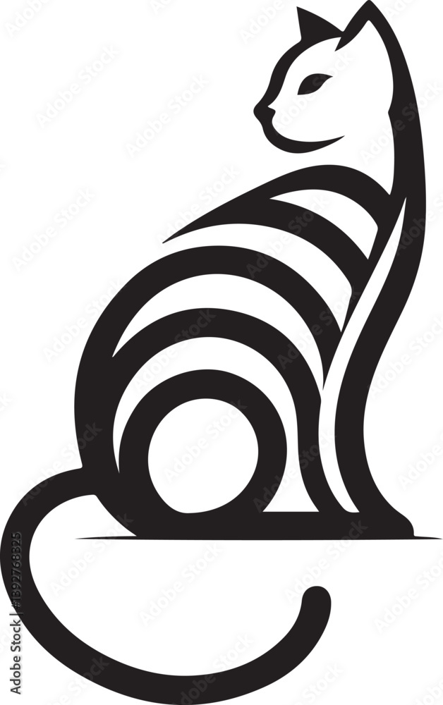 Cat Curved and Straight Lines Logo Vector Cat Curved and Straight Lines Logo Vector