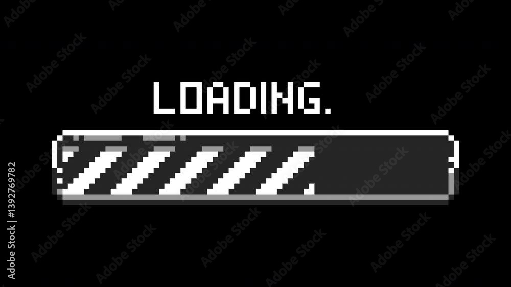 Pixel art loading animation, retro game start, 8-bit, download bar ...