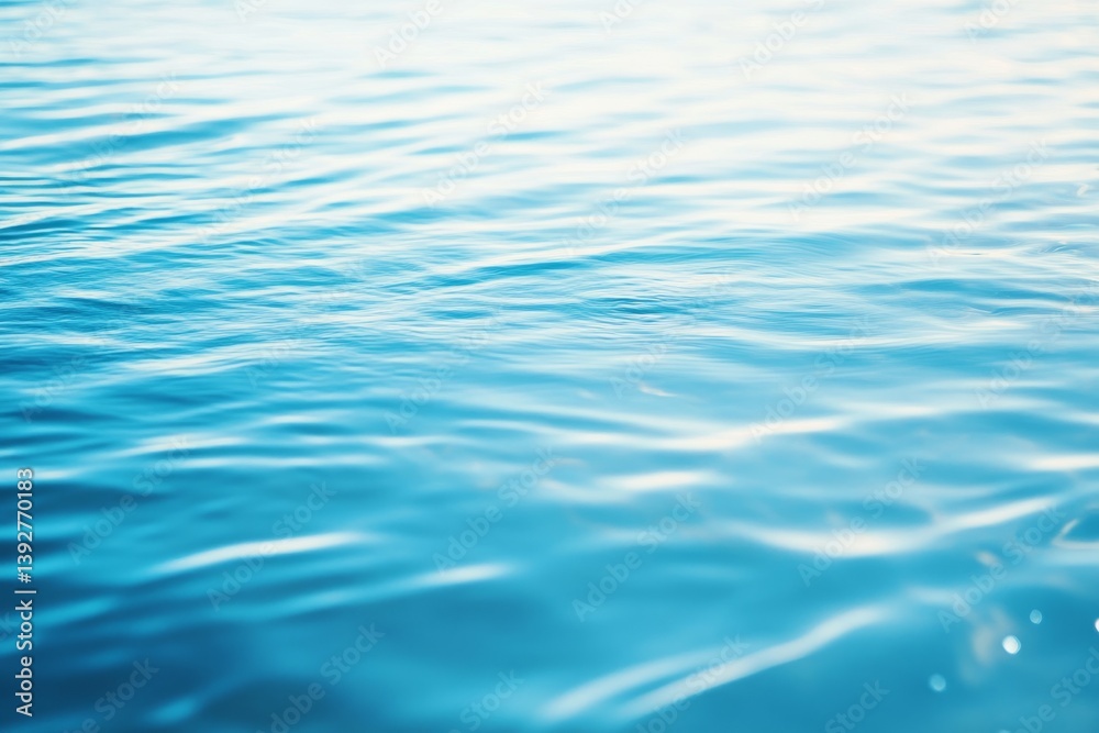 Naklejka premium Water surface, waves, bright sun. Ocean, sea, clean & refreshing