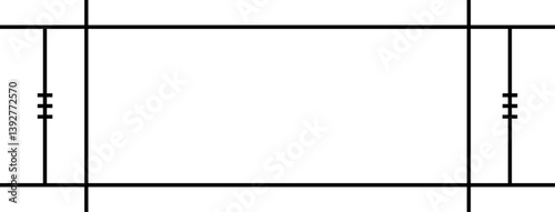Simple Line Cricket Field Template – Blank Match Layout or Strategy Use