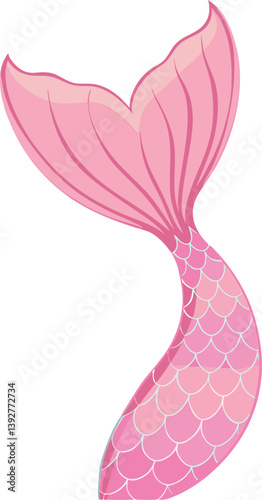 Pink Mermaid Tail Vector Illustration with Scales and Fins - Perfect for Fantasy and Underwater Themes