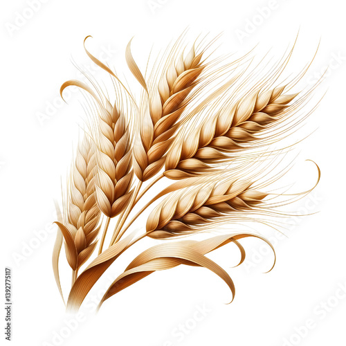 Ripe ears of wheat isolated on white background