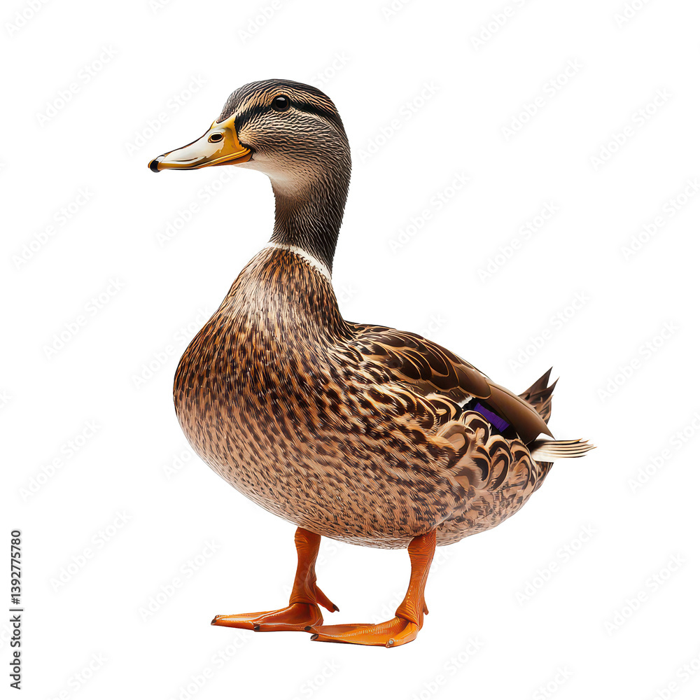 Cheerful duck waddling along isolated on transparent background Cheerful duck waddling along isolated on transparent background