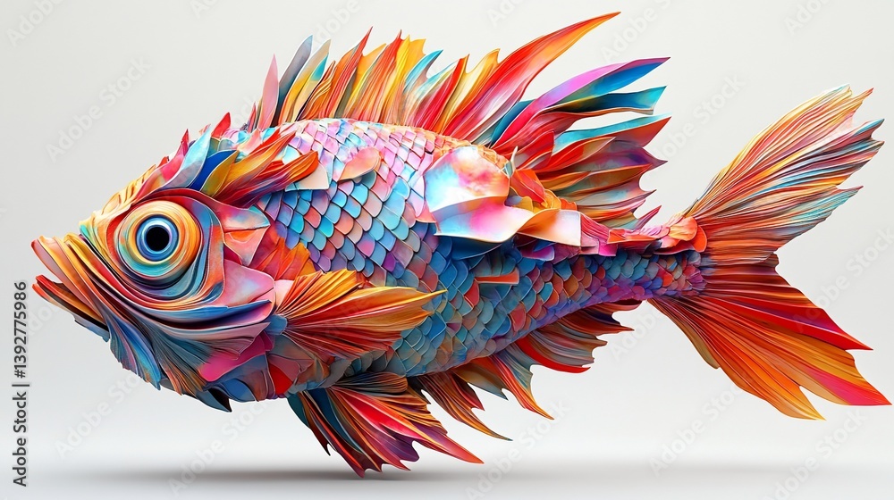 Obraz premium A Colorful Spectacle: An Abstract Fish Showcasing Multicolored Scale Arrangement