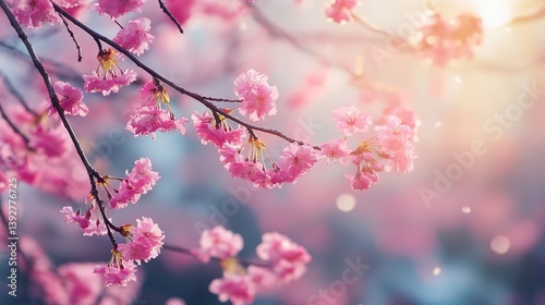 A stunning nature scenery background of cherry blossoms in spring.