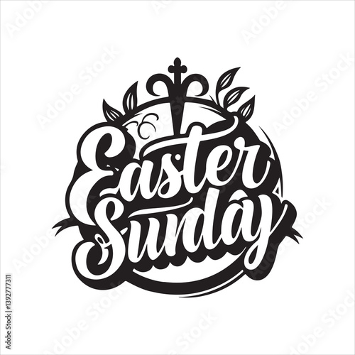 easter sunday silhouette vector art illustration